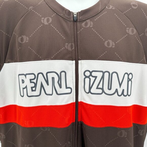 Pearl Izumi 1/2 Zip Brown Logo Spell Out Cycling Jersey Shirt Mens Large - Picture 2 of 8